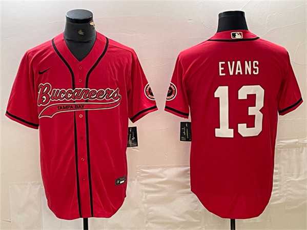 Men%27s Tampa Bay Buccaneers #13 Mike Evans Red Cool Base Baseball Stitched Jersey